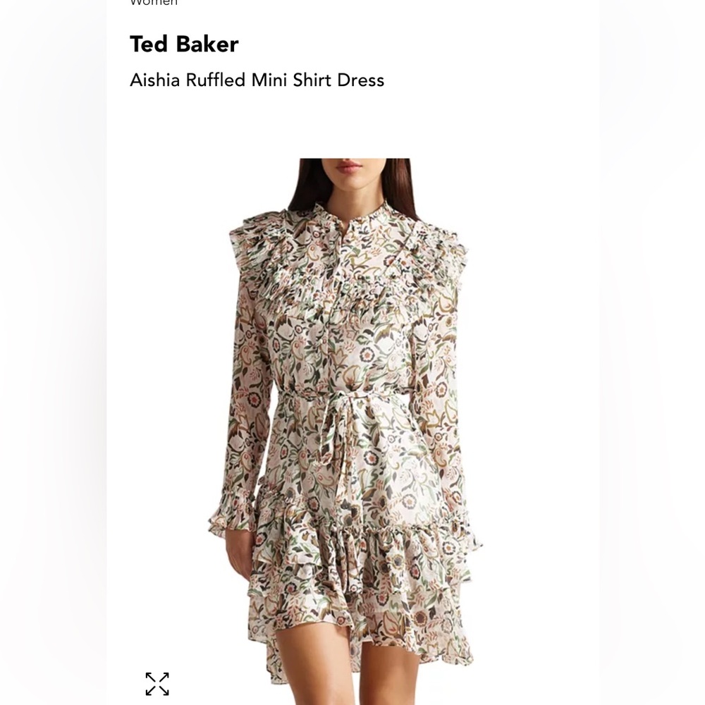 Ted Baker London Aishia Long Sleeve Floral Print Ruffle Long‎ Sleeve Dress - Picture 16 of 16